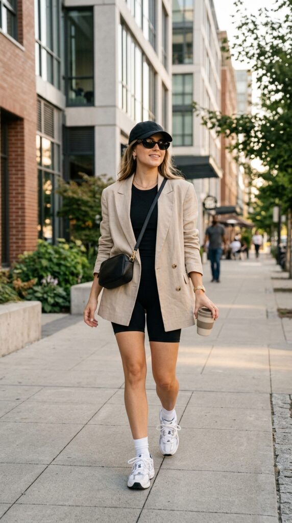 Oversized Blazer With Biker Shorts