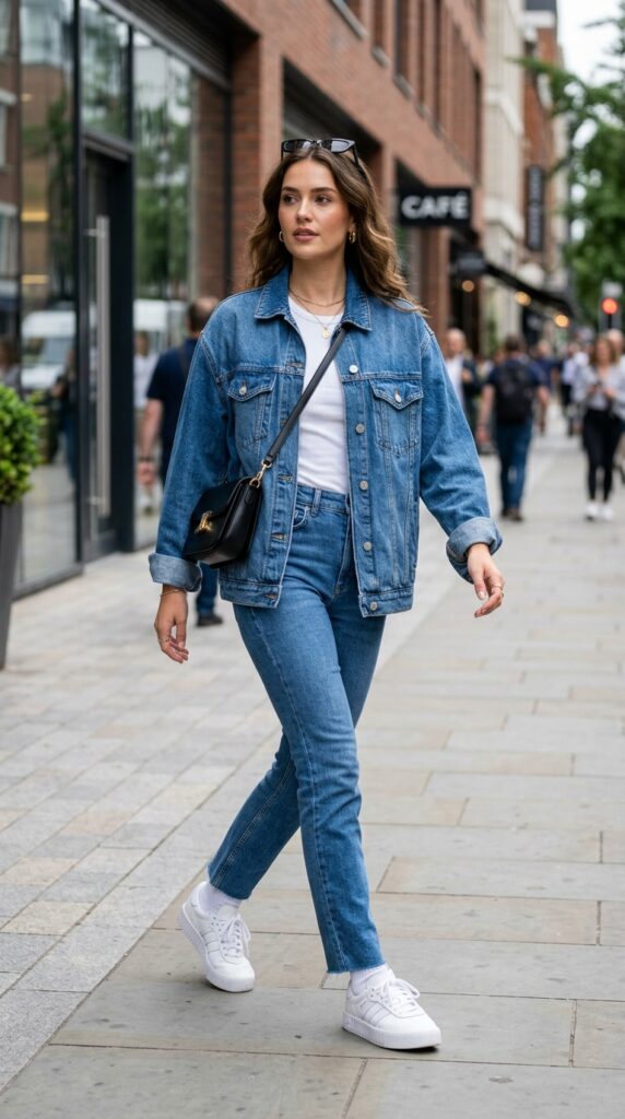 4. Oversized Denim Jacket With Straight Jeans