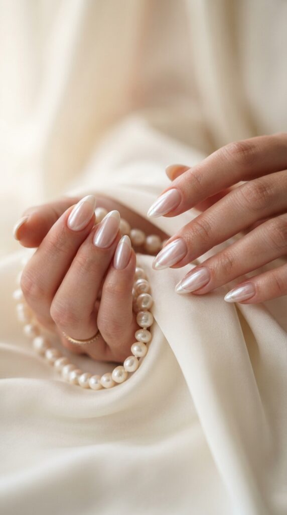 Pearly Micro French Tip Nails