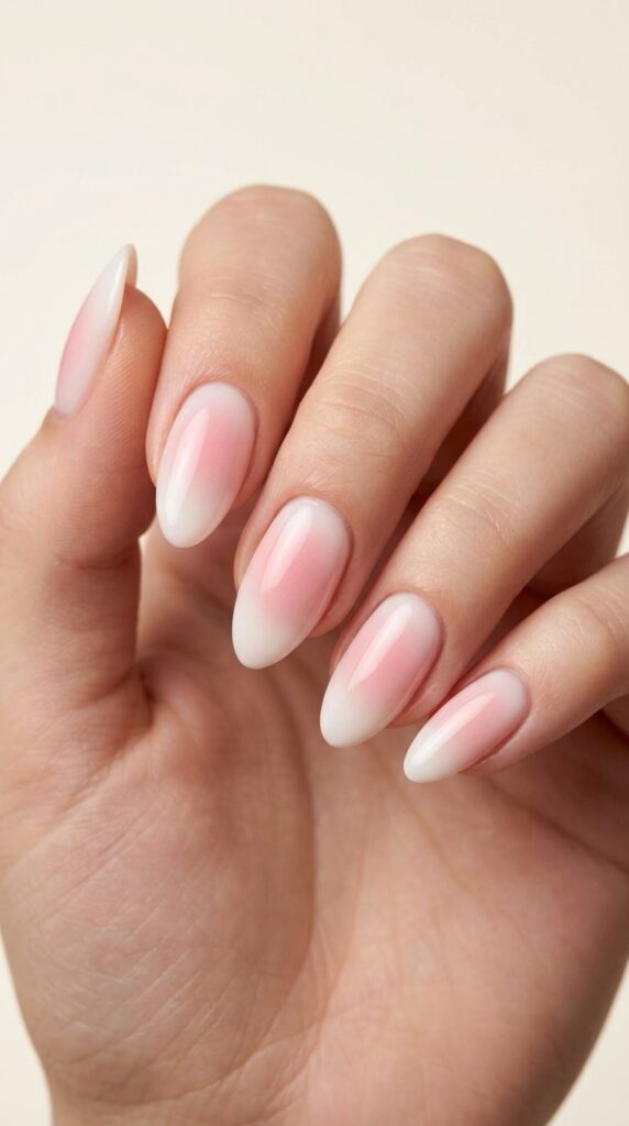 Pink and White Aura Airbrush Nails