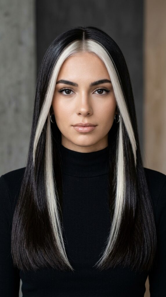 Platinum Money Piece on Dark Hair