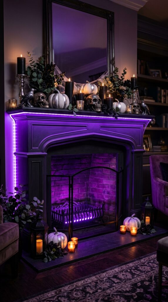 Purple LED Halloween Fireplace