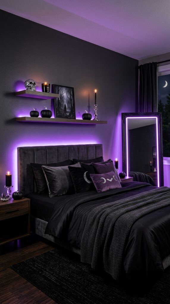 Purple Neon Bedroom Halloween Decor