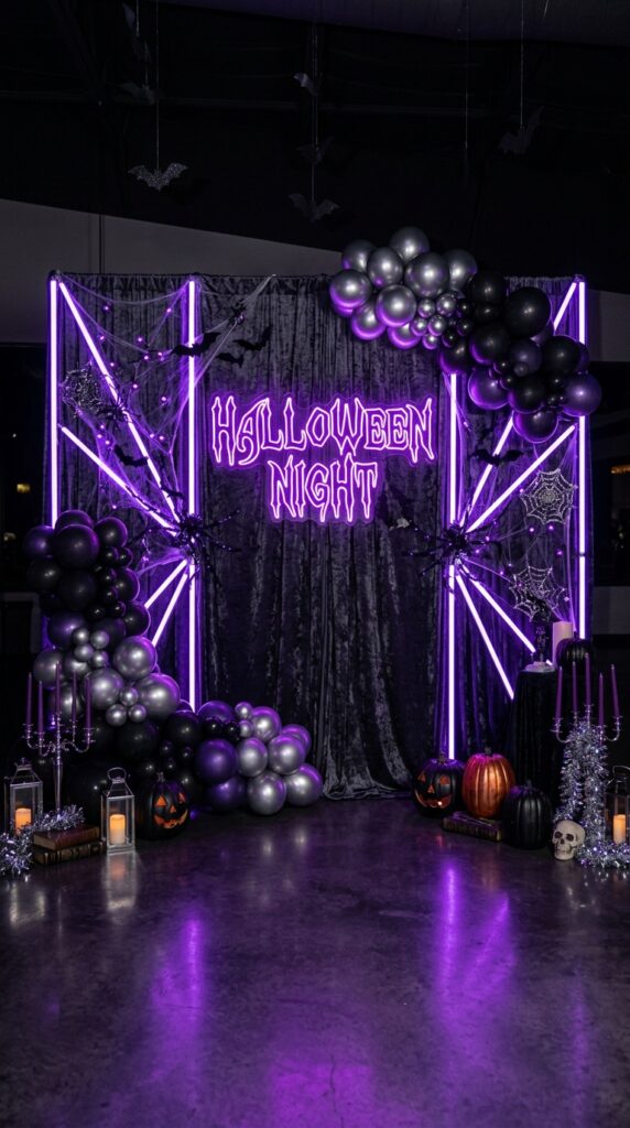 Purple Neon Halloween Photo Wall