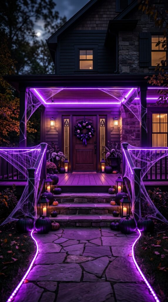 Purple Neon Halloween Porch