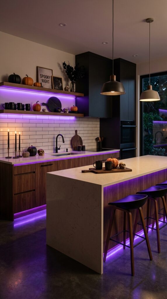 Purple Neon Kitchen Halloween Lighting