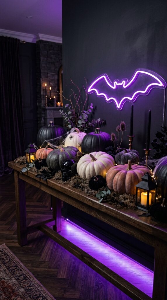 Purple Neon Pumpkin Display