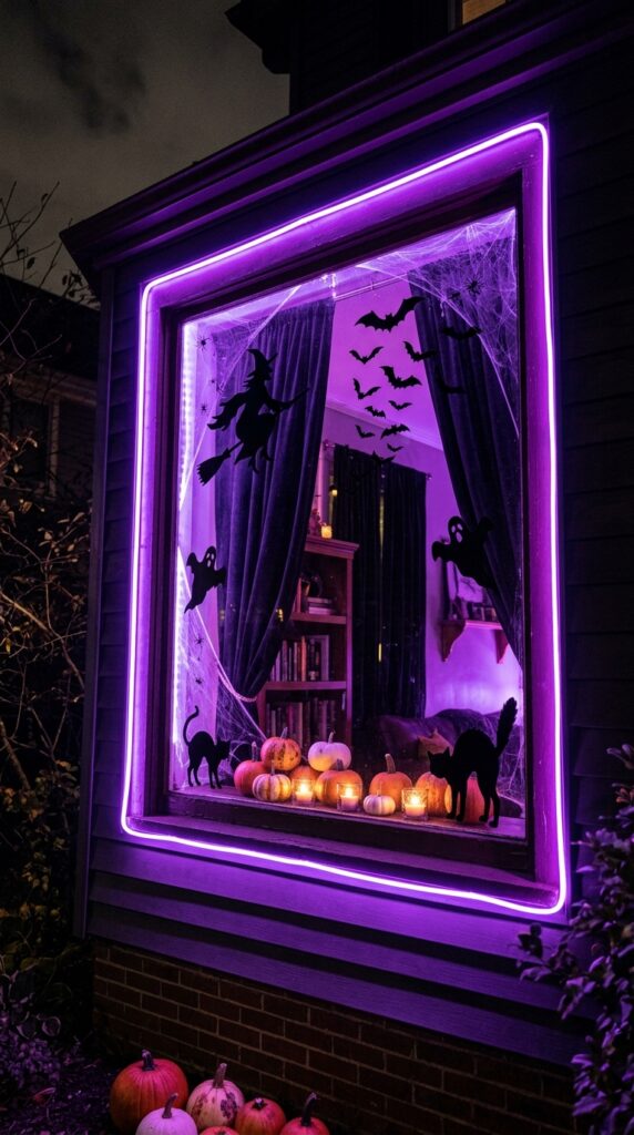 Purple Neon Window Lighting