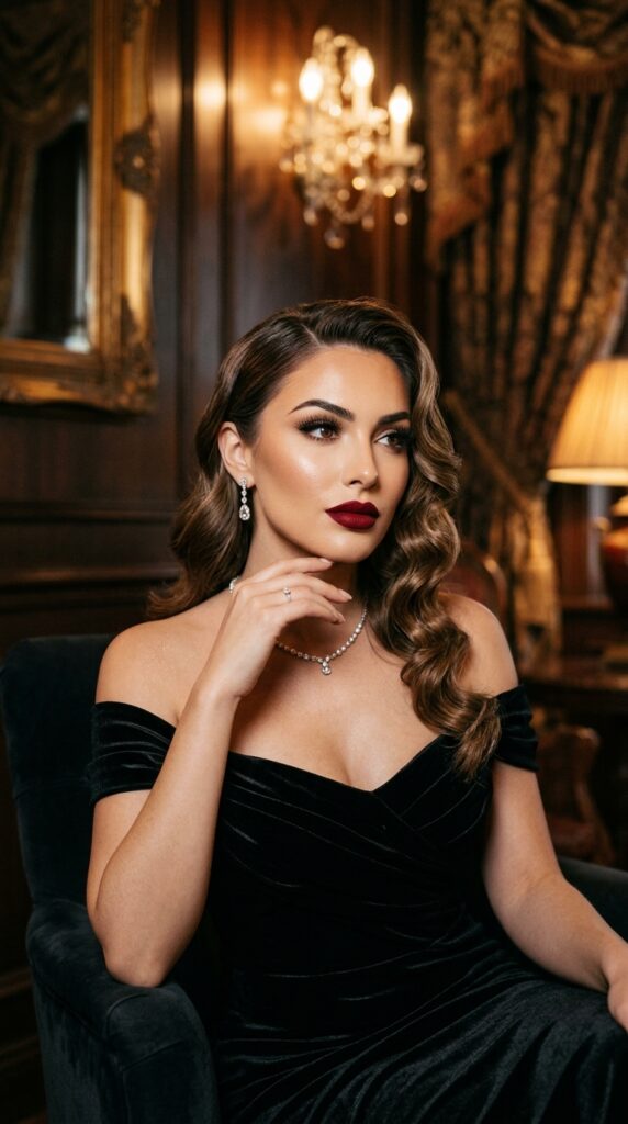 Red Wine Matte Lipstick With Classic Old Hollywood Style