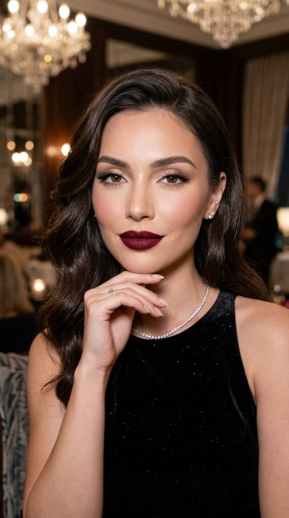 Red Wine Matte Lipstick With Soft Glam Makeup