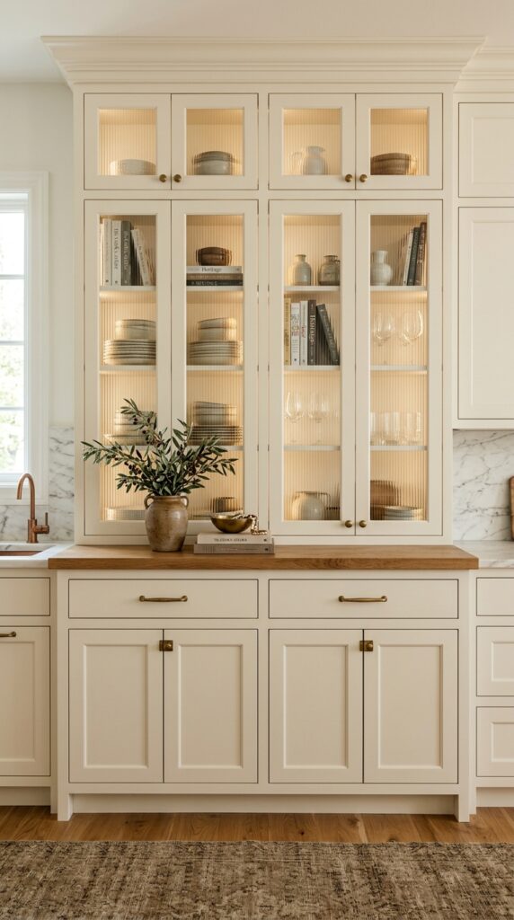 Reeded Glass Kitchen Hutch