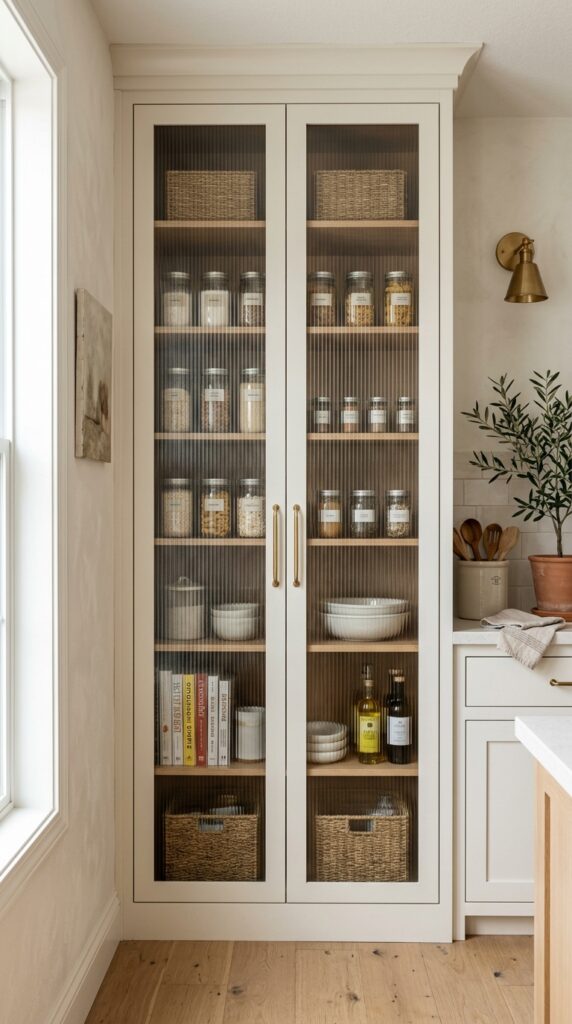 Reeded Glass Pantry Cabinet Doors