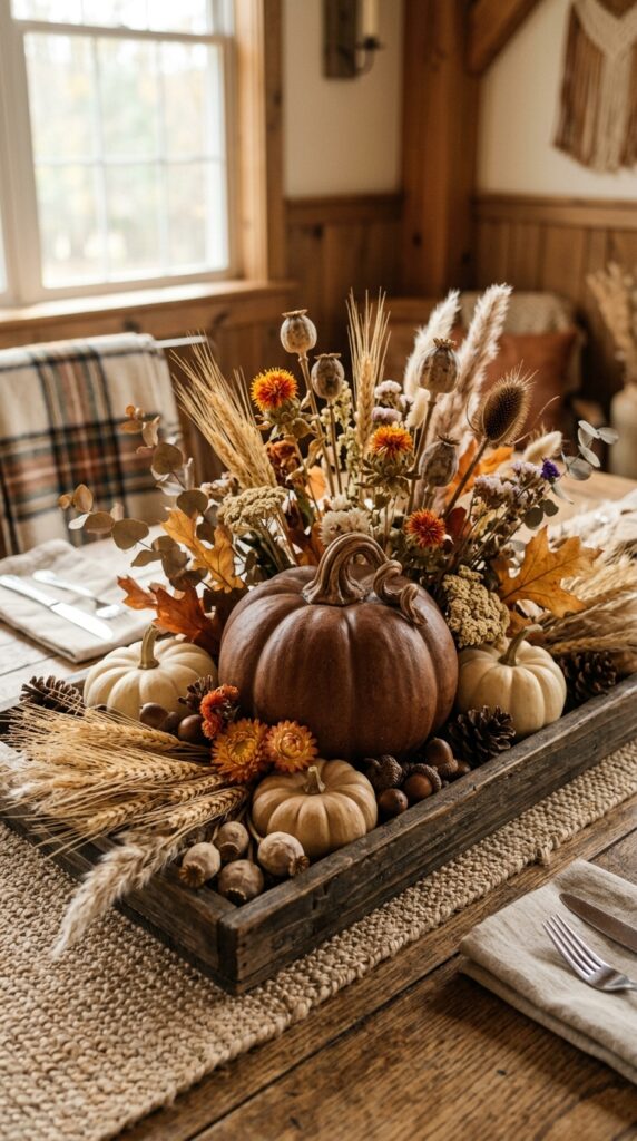 Rustic Brown Pumpkin Centerpiece