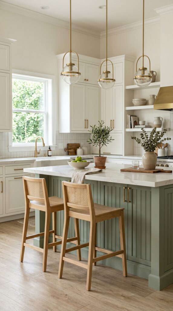 Sage Green Beadboard Kitchen Island