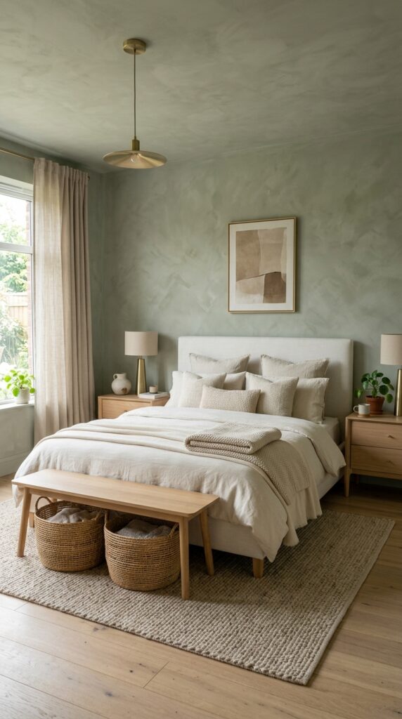 Sage Green Limewash Bedroom