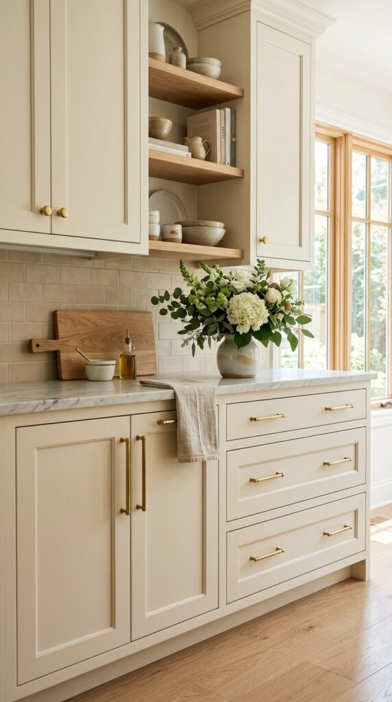 Shaker Cabinet Doors with Brass Hardware