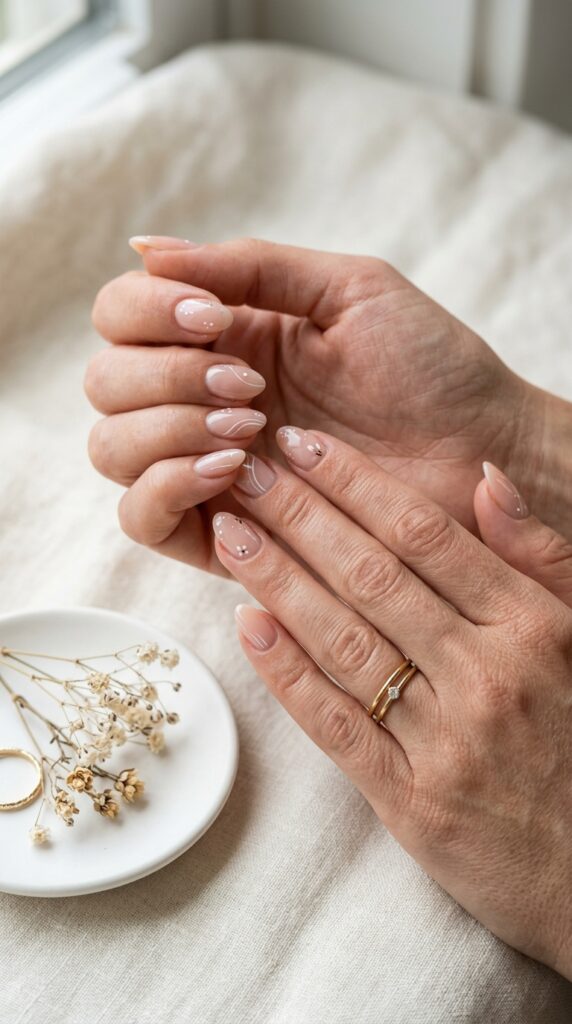 Short Almond Minimalist Nail Art