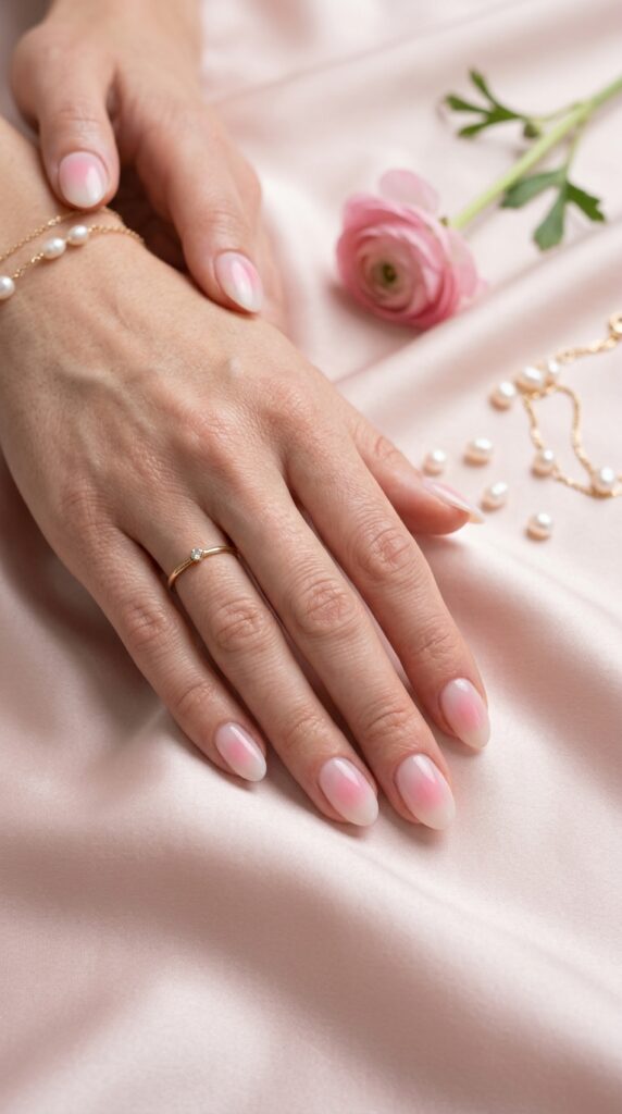 Short Almond Pink Aura Nails