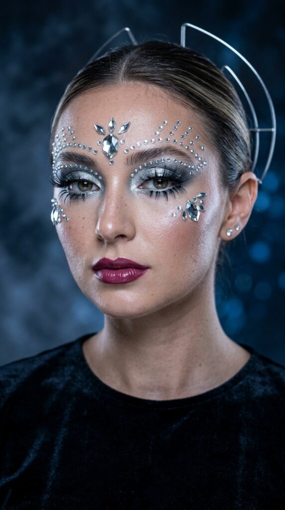 Silver Halloween Face Jewel Design