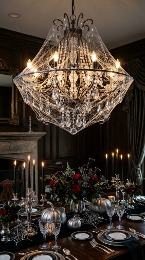 Silver Spider Web Chandelier