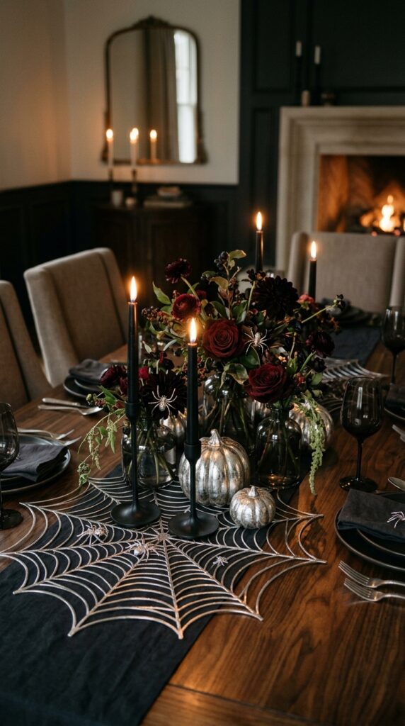 Silver Spider Web Table Centerpiece