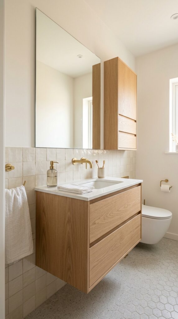 Small Bathroom Floating Wood Vanity