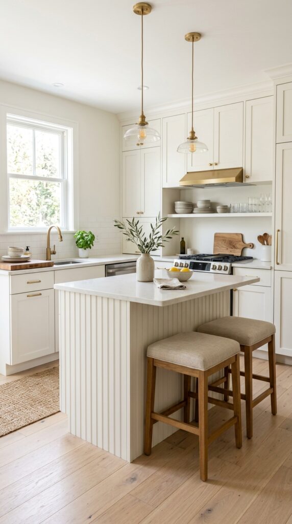 Small Kitchen Beadboard Island Wrap