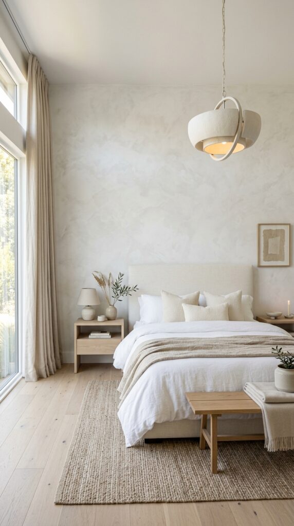 Soft White Limewash Accent Wall