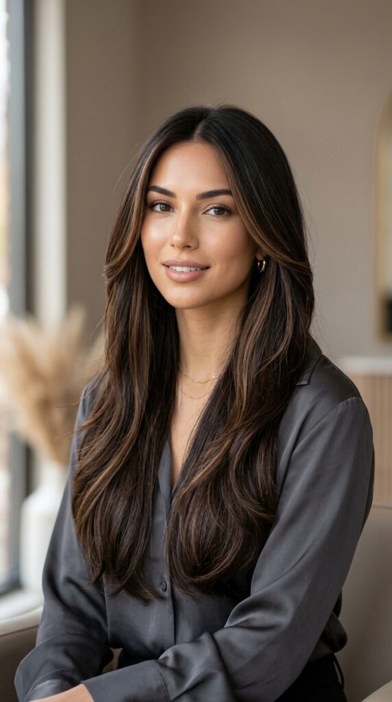 Subtle Money Piece for Dark Brown Hair