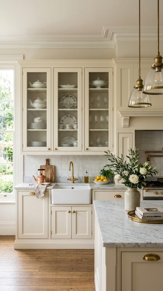 Traditional Kitchen With Textured Glass