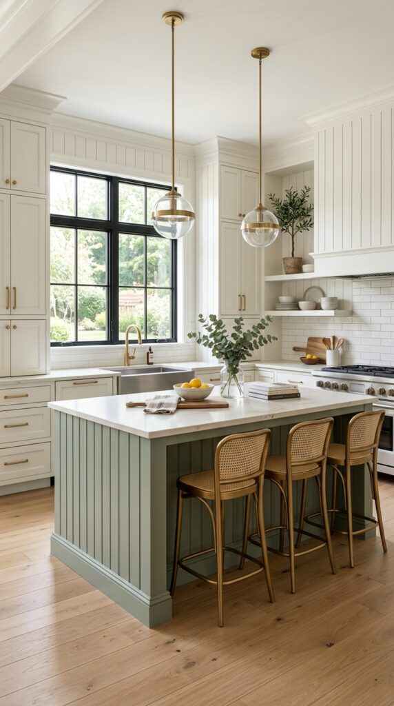 Two-Tone Beadboard Kitchen Island