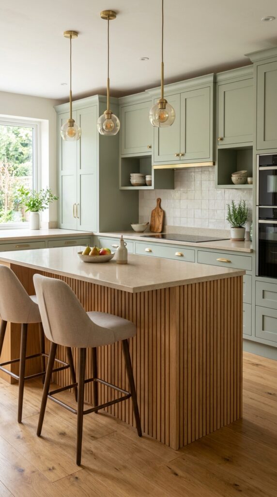 Two Tone Fluted Kitchen Island