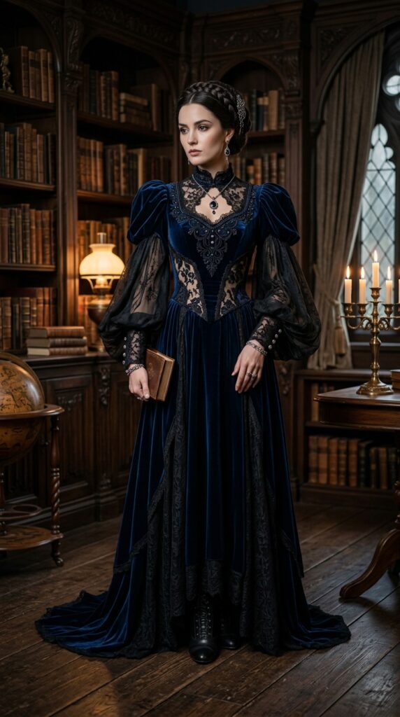 Victorian Gothic Gown With Dramatic Sleeves