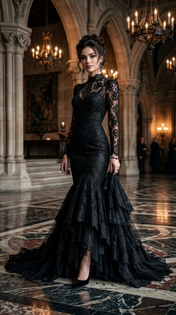 Victorian Lace Mermaid Gothic Gown