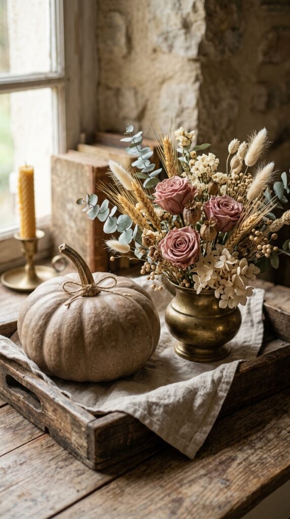 Vintage Dried Flower Pumpkin