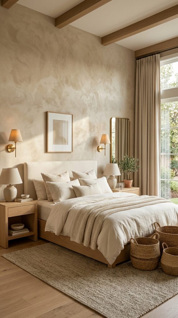 Warm Beige Limewash Bedroom Walls