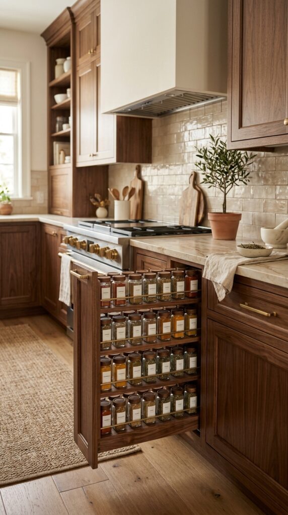 Wooden Pull-Out Spice Rack