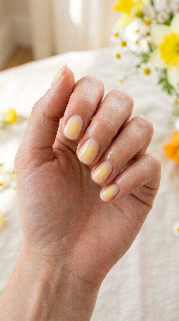 Yellow Aura Airbrush Nails