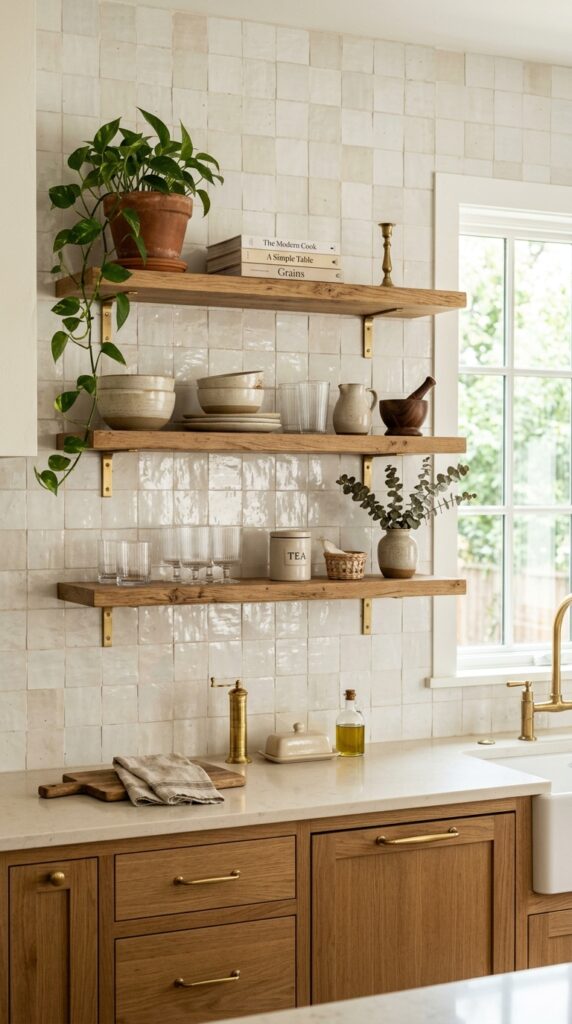 Zellige Tiles With Open Shelving