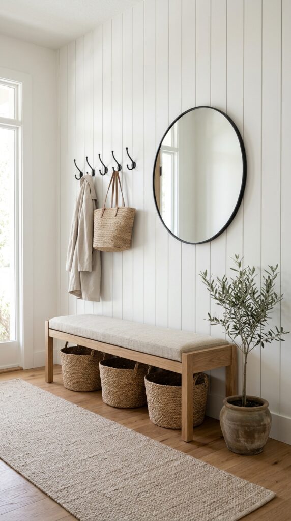 Beige Vertical Shiplap for a Neutral Interior