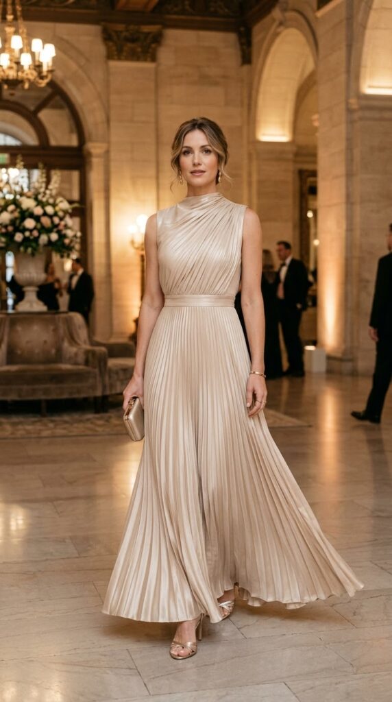 Champagne Pleated Gown