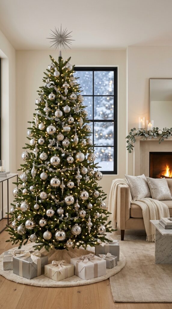 Classic Silver Chrome Christmas Tree
