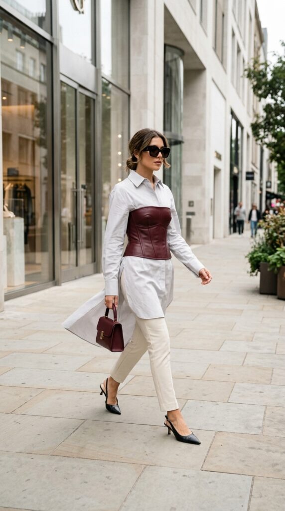 Corset Over a Longline Shirt