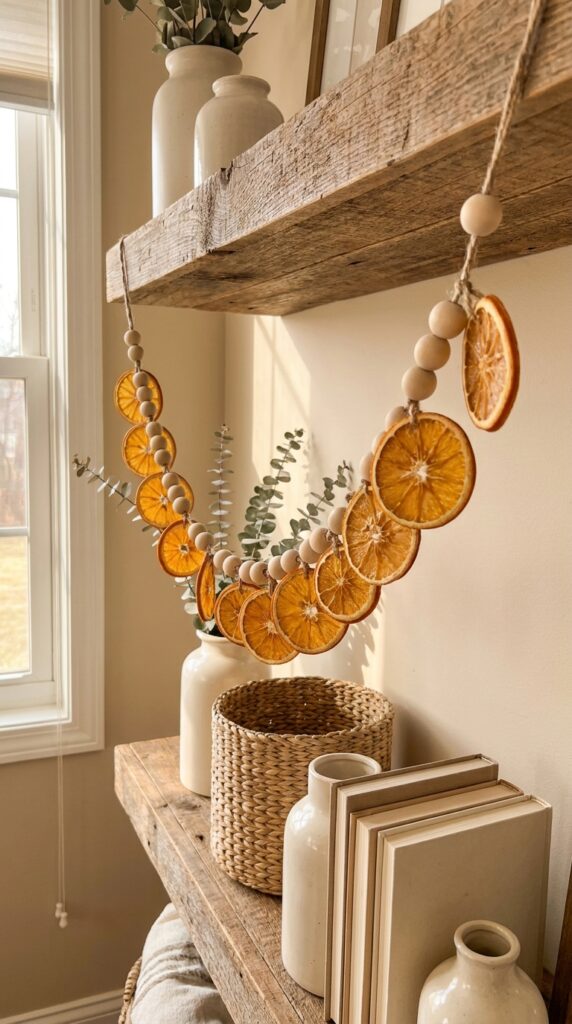 Dried Orange Slice Garland With Wooden Beads