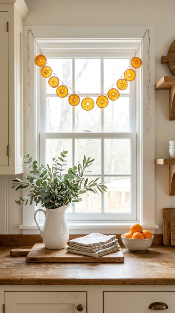 Dried Orange Slice Garland for a Kitchen Window
