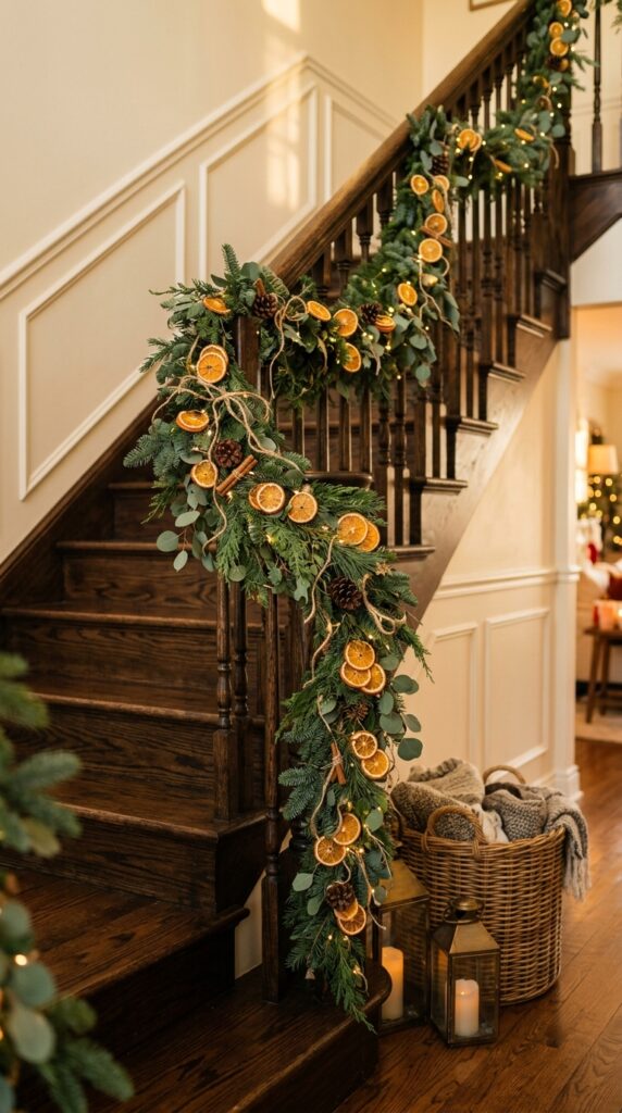 Elegant Dried Orange Garland With Warm Fairy Lights