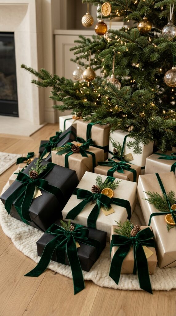 Emerald Green Velvet Gift Wrapping