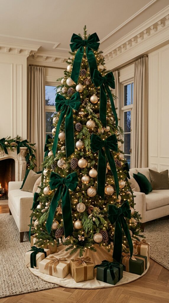 Emerald Green Velvet Tree Bows