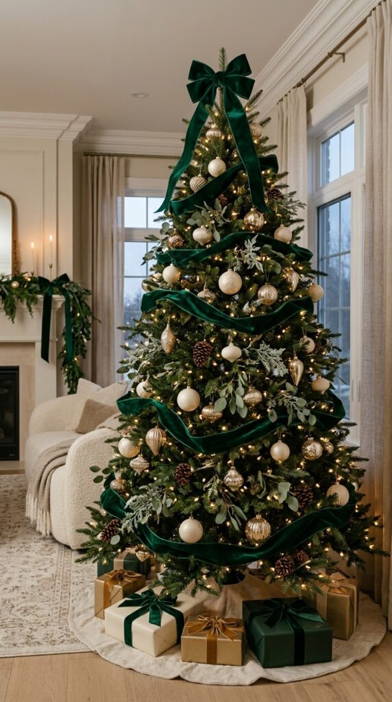Emerald Ribbon Christmas Tree Garland