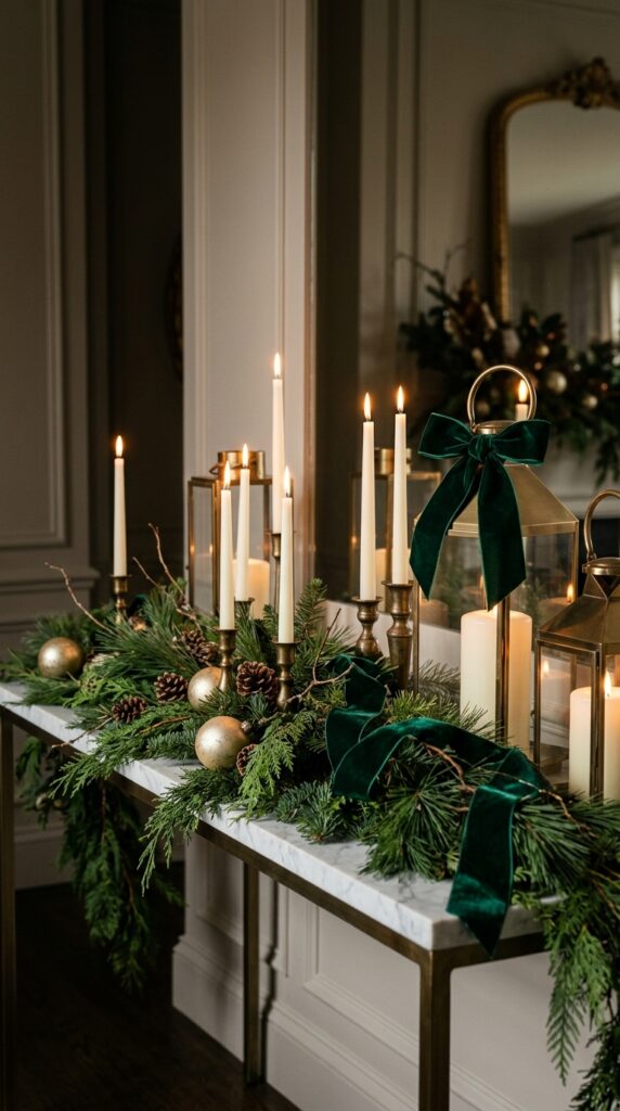 Emerald Velvet Candle Accents